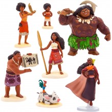 Ensemble de Figurines Vaiana 2, 7 Figurines moulées, inclut Vaiana, Simea, Maui, Pua et Hei Hei, Matangi, Loto et Moni
