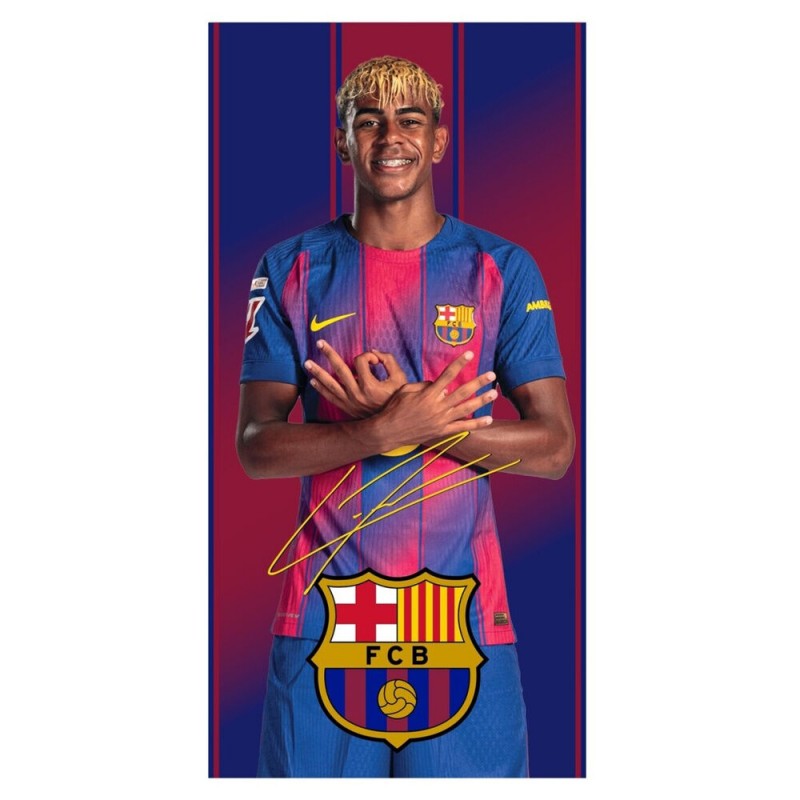 Serviette de plage Fc Barcelone Lamine Yamal signature Serviette de plage Fc Barcelone Lamine Yamal signature
