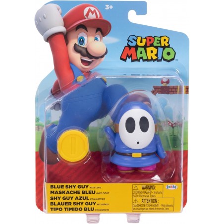 Jakks Super Mario - Figurine Maskache bleu avec piéce - 8 cm