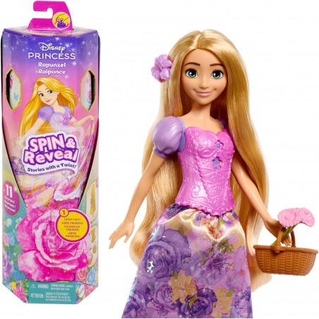 Princesses Disney Spin & Reveal Coffret avec poupée Raiponce et 11 surprises