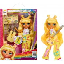 RAINBOW HIGH Junior High Rock Band - Sunny - Poupée Mannequin Jaune de 23 cm avec Guitare