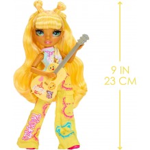RAINBOW HIGH Junior High Rock Band - Sunny - Poupée Mannequin Jaune de 23 cm avec Guitare