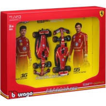 Coffret 2 Ferrari SF-24 F1 2024 – Charles Leclerc n°16 et Carlos Sainz n°55 – Voitures miniatures 1/43