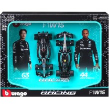 Coffret 2 Mercedes-AMG W15 F1 2024 – Lewis Hamilton n°44 et George Russell n°63 – Voitures miniatures 1/43