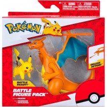 Pokémon Pack de 2 Figurines de Combat Comprend Les Figurines de Combat Dracaufeu de 11 cm et Pikachu de 5 cm