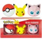 lot de 3 gommes 3D Pokémon : Pikachu, Rondoudou et Poké Ball