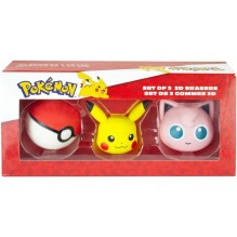 lot de 3 gommes 3D Pokémon : Pikachu, Rondoudou et Poké Ball