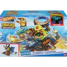 Hot Wheels Monster Trucks Arena Smashers Combat Mega-Wrex vs Gorzilla Coffret avec véhicule Mega-Wrex