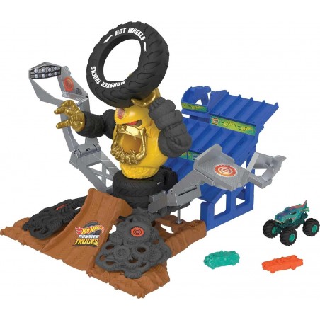 Hot Wheels Monster Trucks Arena Smashers Combat Mega-Wrex vs Gorzilla Coffret avec véhicule Mega-Wrex