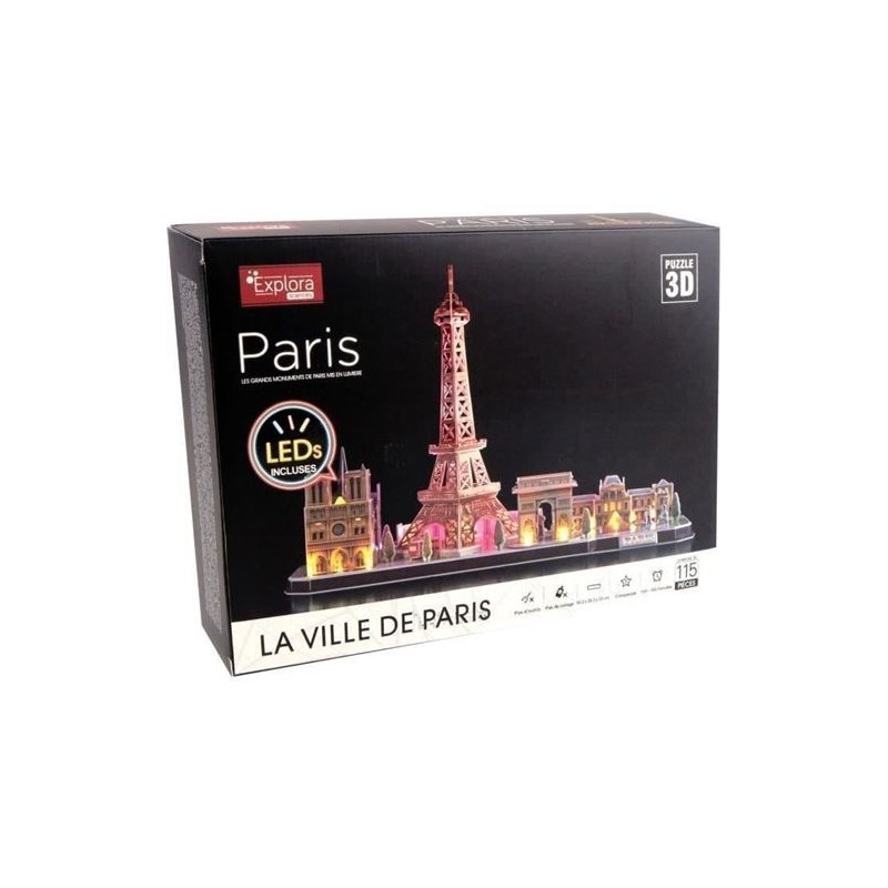 Puzzle 3D lumineux Monuments de Paris – 115 pièces