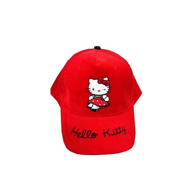 CASQUETTE HELLO KITTY velours rouge