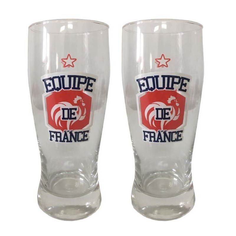 SET DE 2 VERRES A BIERE EQUIPE DE FRANCE DE FOOTBALL