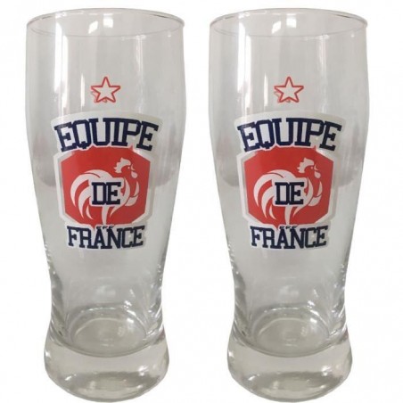 SET DE 2 VERRES A BIERE EQUIPE DE FRANCE DE FOOTBALL