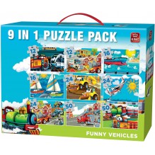 PACK DE PUZZLES 9 en 1 VEHICULES